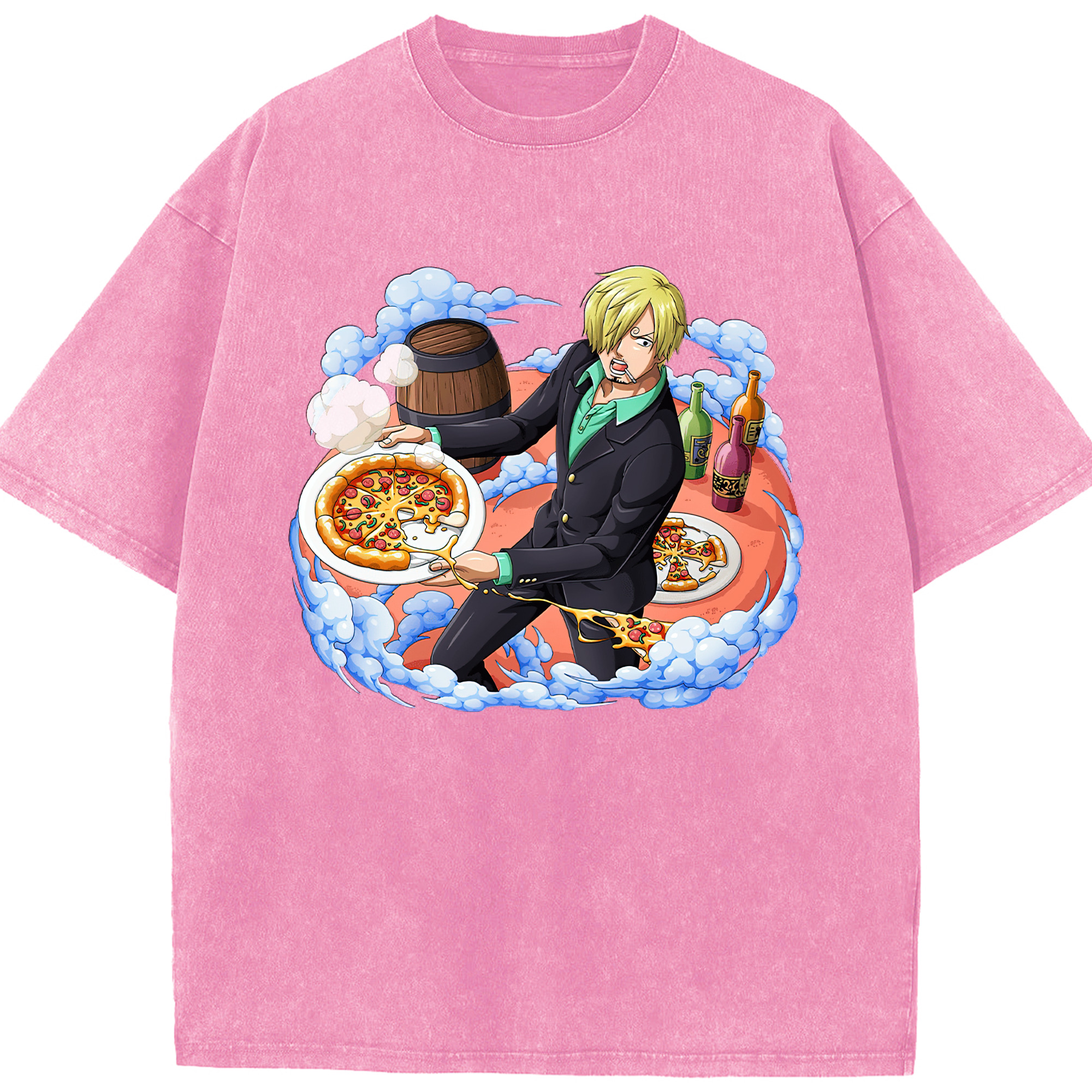 ワンピース サンジ ONE PIECE Sanji 綿100% ヴィンテージ風 半袖Tシャツ（フロントプリント）